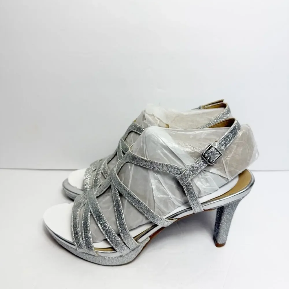 NATURALIZER BAYLOR WOMEN SANDAL SILVER GLITTER SIZE 7 BRAND NEW WITHOUT BOX - Picture 3 of 9